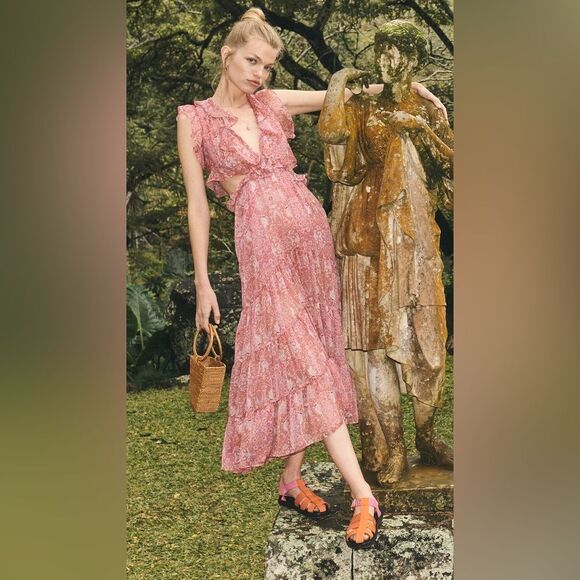 NWT Misa Los Angeles Ruffle Natasha Midi Dres… - Picture 4 of 5